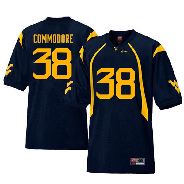 NCAA Men's Shane Commodore West Virginia Mountaineers Navy #38 Nike Stitched Football College Retro Authentic Jersey DI23U63DC